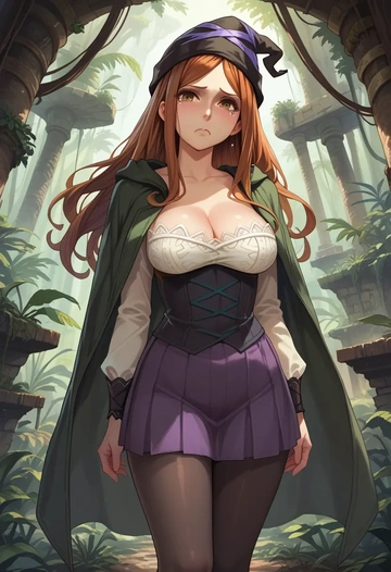 dragons_crown,sorceress_(dragons_crown),winter,student uniform,duffle coat  - AI generated anime art