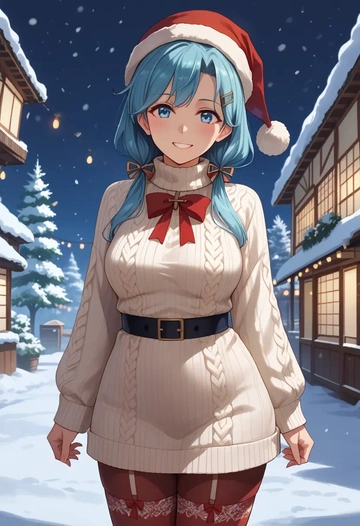 kantai_collection,souryuu_(kancolle),Christmas,sweater dress,stockings  - AI generated anime art