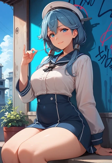 kantai_collection,souryuu_(kancolle),neon graffiti top,dolphin shorts  - AI generated anime art