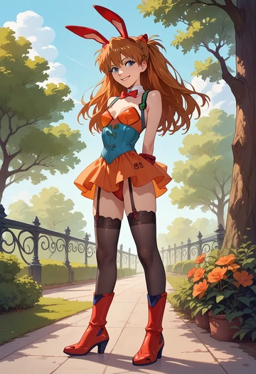 neon_genesis_evangelion,souryuu_asuka_langley,bunny girl  - AI generated anime art