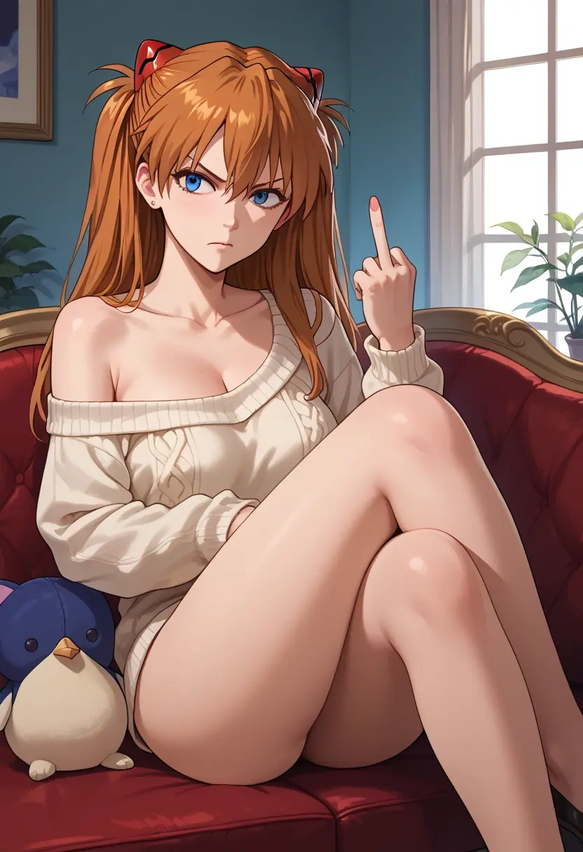 neon_genesis_evangelion,souryuu_asuka_langley,off-shoulder,sweater  - 