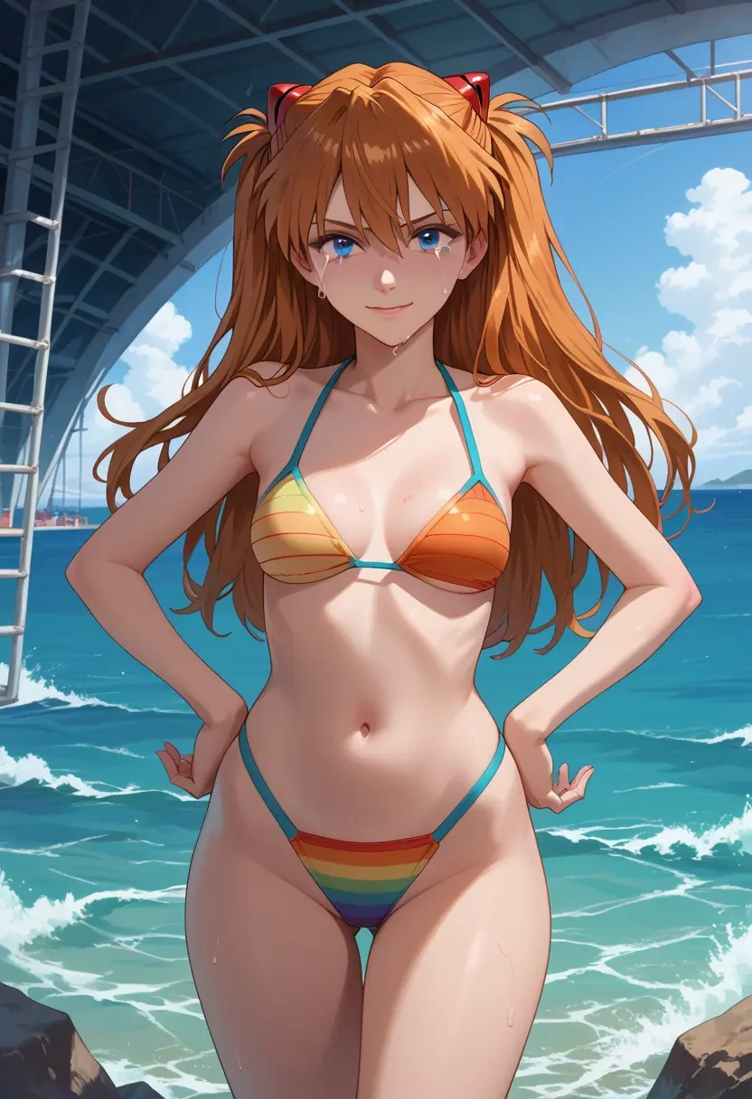 neon_genesis_evangelion,souryuu_asuka_langley,bikini,rainbow-colored,sexy  - 