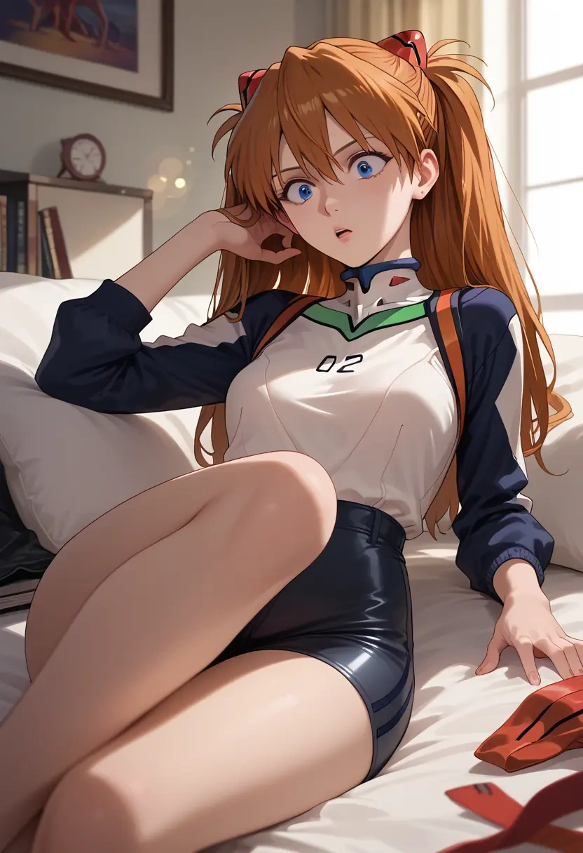 neon_genesis_evangelion,souryuu_asuka_langley,leather,shorts  - 