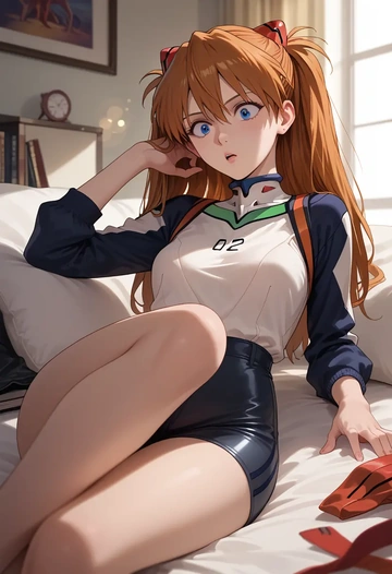 neon_genesis_evangelion,souryuu_asuka_langley,leather,shorts  - AI generated anime art