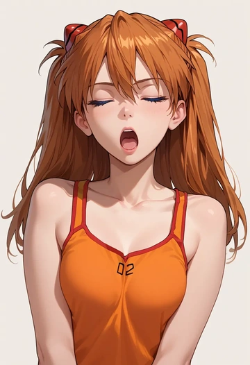 neon_genesis_evangelion,souryuu_asuka_langley,tank top,mesh,cycling shorts  - AI generated anime art