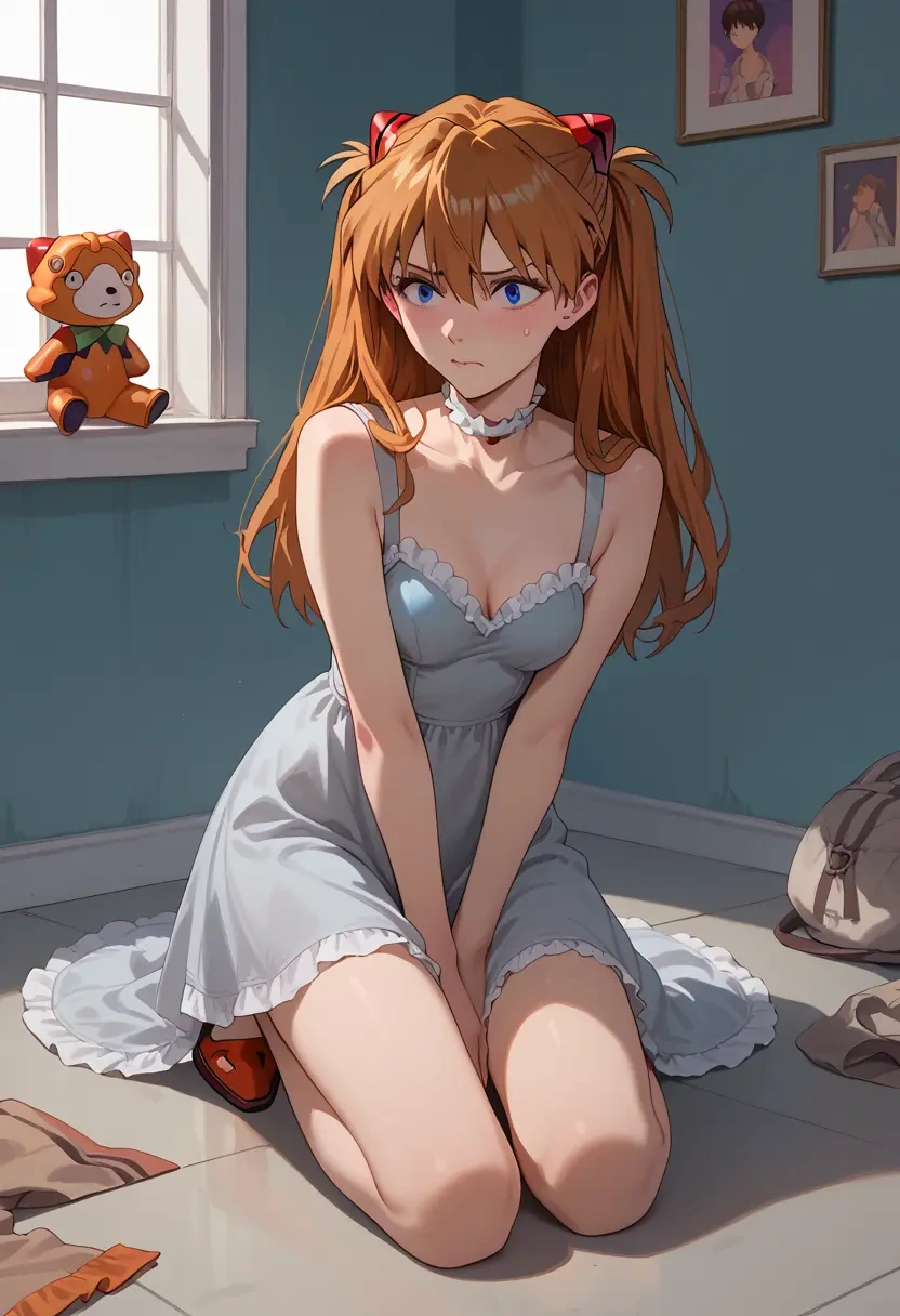 neon_genesis_evangelion,souryuu_asuka_langley,haunted doll dress,lace gloves,ribbon choker  - 