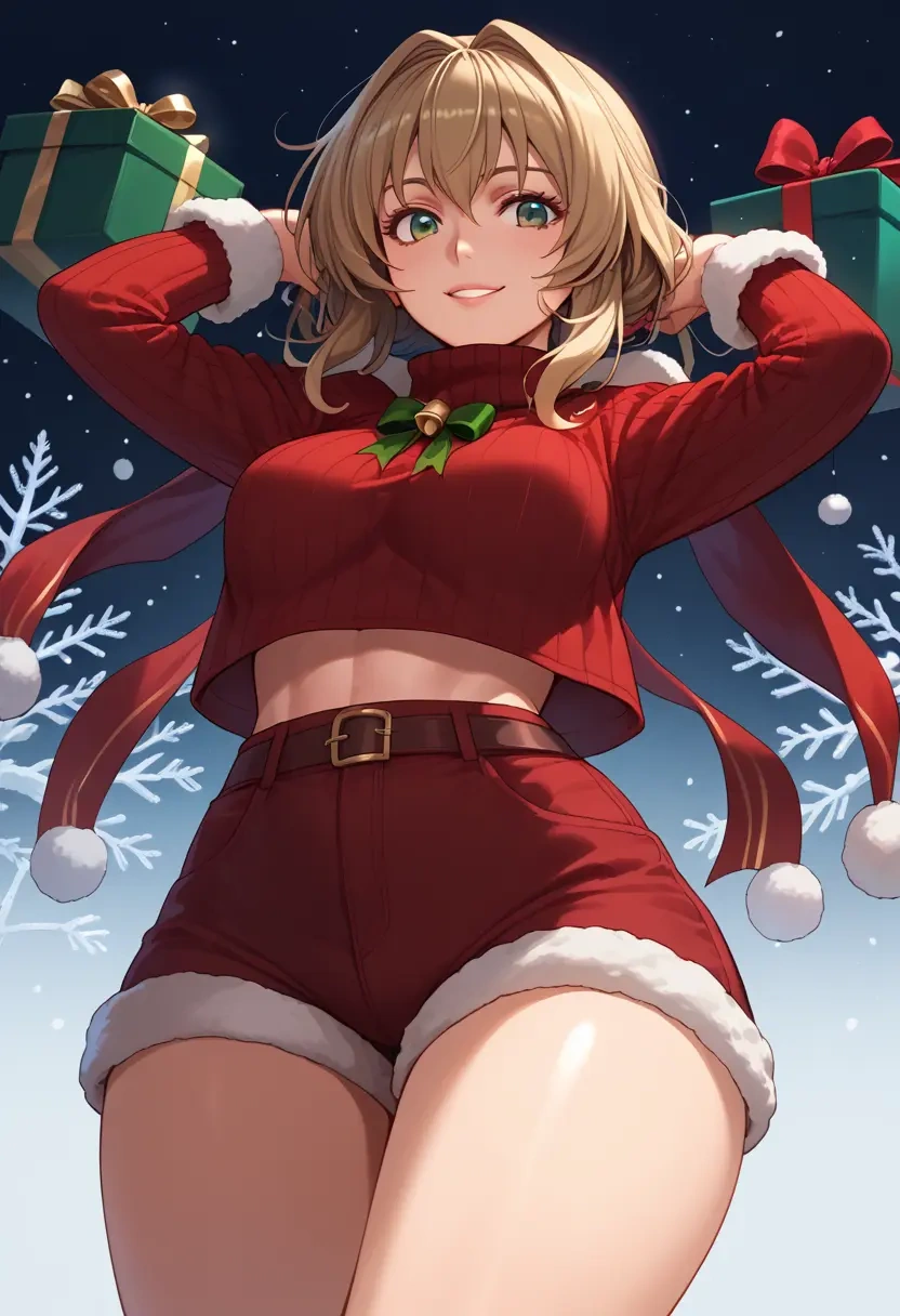 rozen_maiden,souseiseki,Christmas,red velvet shorts,turtleneck sweater  - 