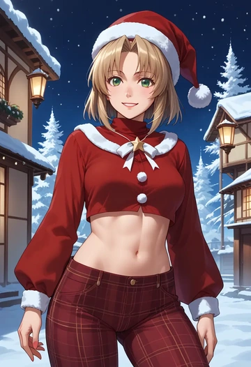 rozen_maiden,souseiseki,Christmas,plaid trousers  - AI generated anime art