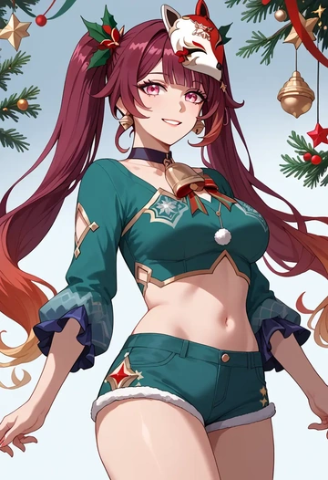 star rail,sparkle,Christmas,red velvet shorts  - AI generated anime art