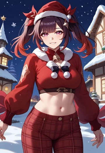 star rail,sparkle,Christmas,plaid trousers  - AI generated anime art