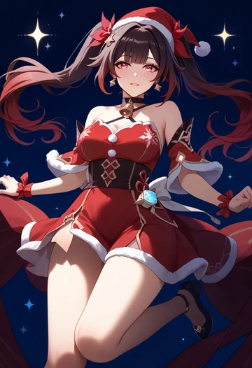 star rail,sparkle,Christmas,red velvet dress  - AI generated anime art