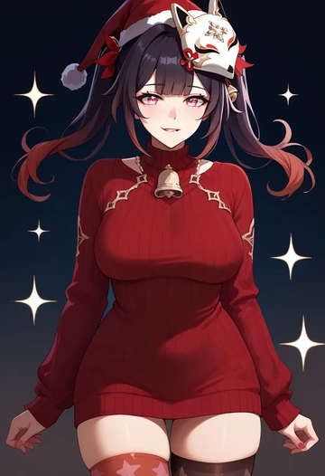 star rail,sparkle,Christmas,sweater dress,stockings  - AI generated anime art