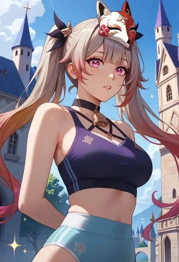 star rail,sparkle,sports bra,high-waisted leggings  - AI generated anime art