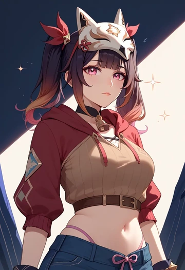 star rail,sparkle,hoodie,cropped,high-waisted joggers  - AI generated anime art