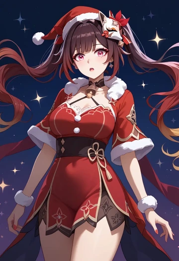 star rail,sparkle,Christmas,red velvet dress  - AI generated anime art