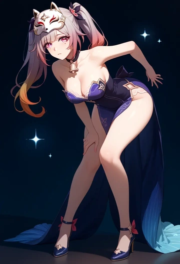 star rail,sparkle,gown,strapless,mermaid silhouette  - AI generated anime art