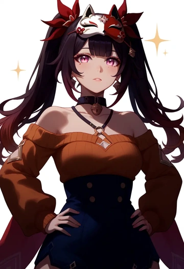 star rail,sparkle,sweater,off-shoulder,collar  - AI generated anime art