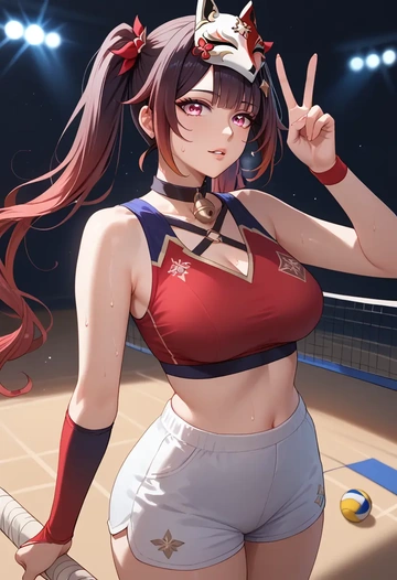 star rail,sparkle,volleyball uniform  - AI generated anime art