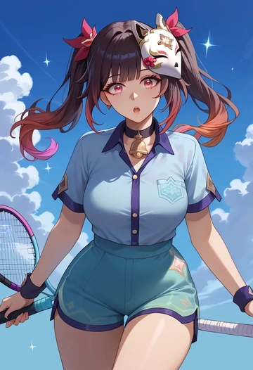 star rail,sparkle,tennis polo,skort  - AI generated anime art