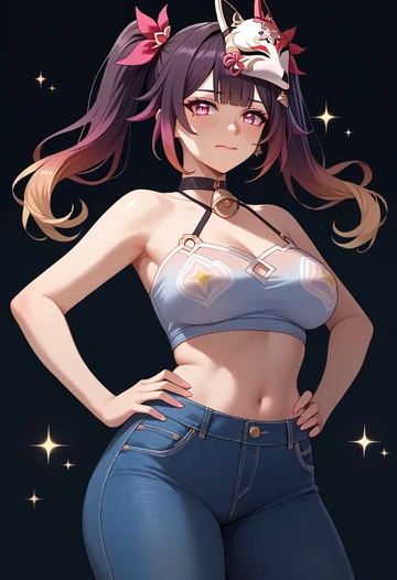 star rail,sparkle,crop top  - AI generated anime art