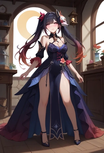 star rail,sparkle,gothic priestess gown,high slit,embroidered veil  - AI generated anime art