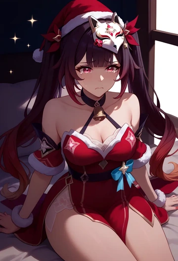 star rail,sparkle,Christmas,red velvet dress  - AI generated anime art