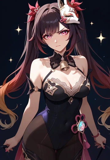 star rail,sparkle,black widow bodysuit,spiderweb cape,leather gloves  - AI generated anime art