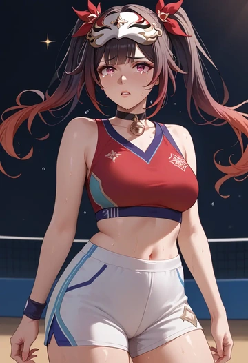 star rail,sparkle,volleyball uniform  - AI generated anime art