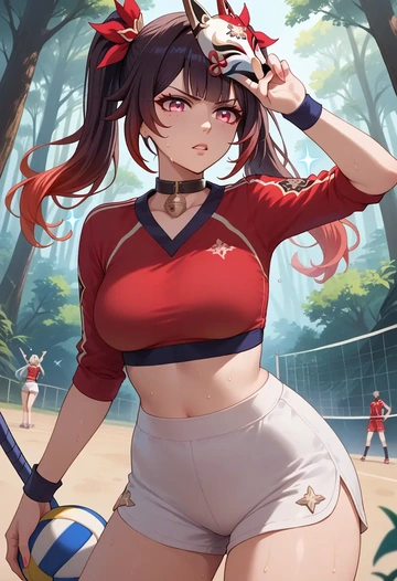 star rail,sparkle,volleyball uniform  - AI generated anime art