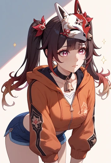 star rail,sparkle,crop hoodie,shorts  - AI generated anime art