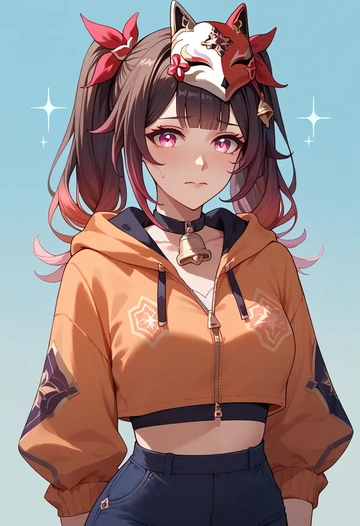 star rail,sparkle,crop hoodie,shorts  - AI generated anime art