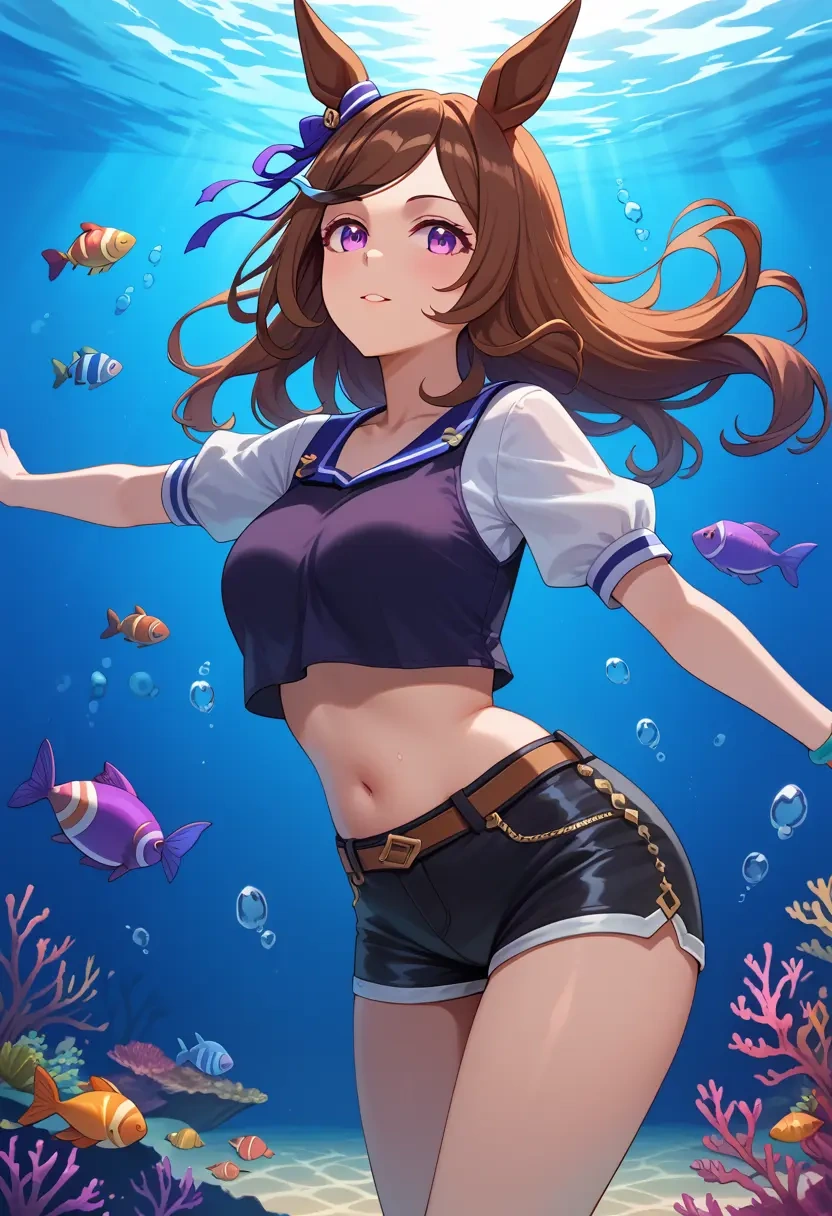 umamusume,special_week_(umamusume),leather,shorts,crop top  - 