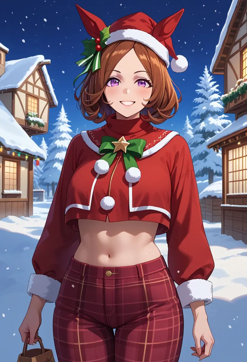 umamusume,special_week_(umamusume),Christmas,plaid trousers  - 