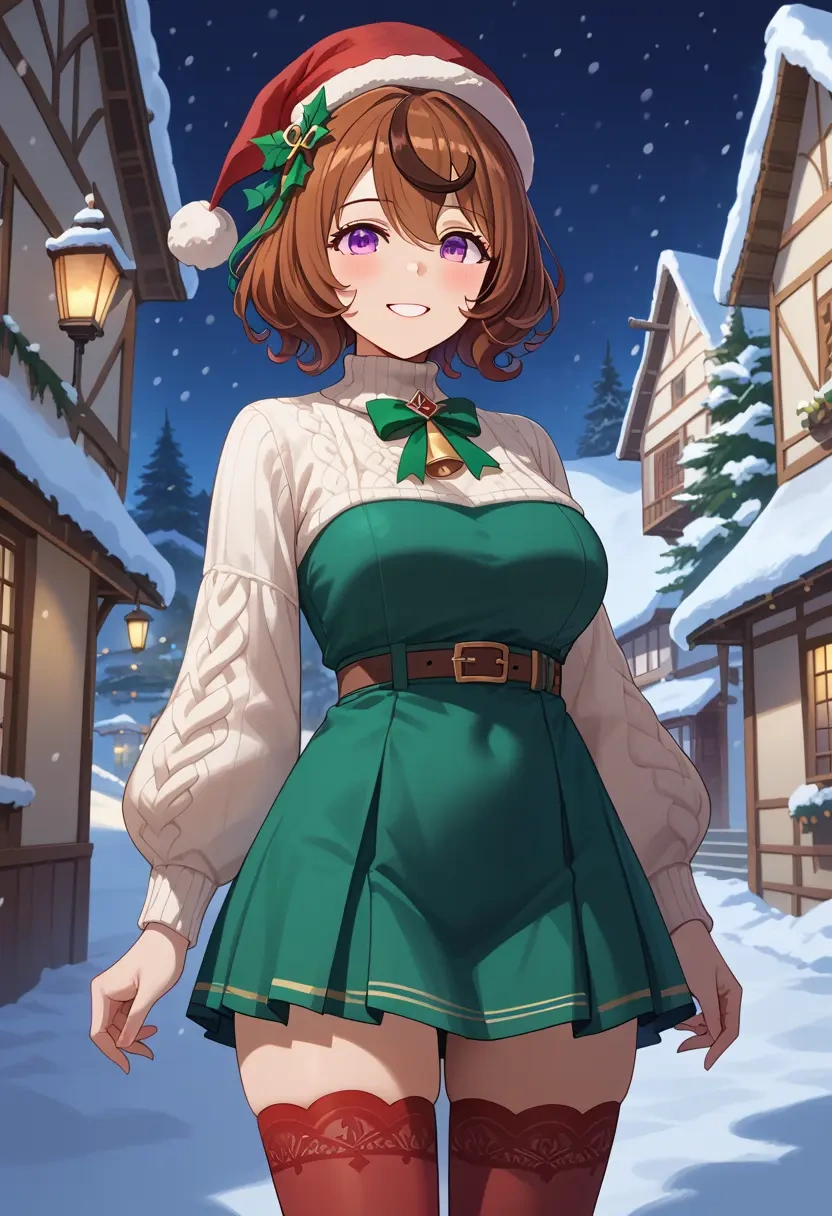 umamusume,special_week_(umamusume),Christmas,sweater dress,stockings  - 