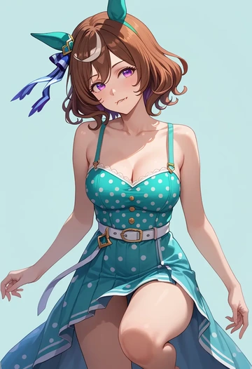 umamusume,special_week_(umamusume),silk slip dress,polka dots  - AI generated anime art