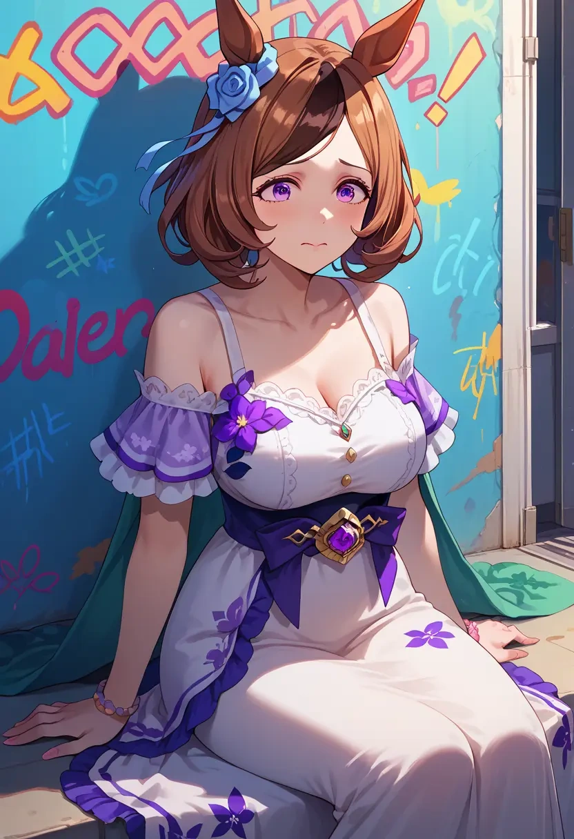 umamusume,special_week_(umamusume),floral graffiti blouse,dolphin shorts  - 