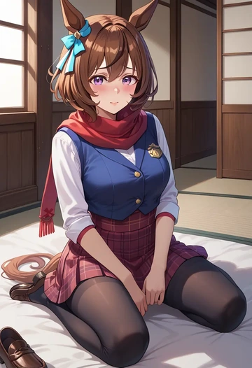 umamusume,special_week_(umamusume),winter,student uniform,vest  - AI generated anime art