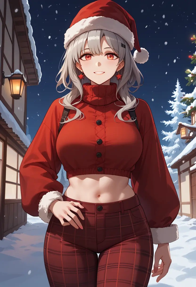 arknights,specter_(arknights),Christmas,plaid trousers  - 