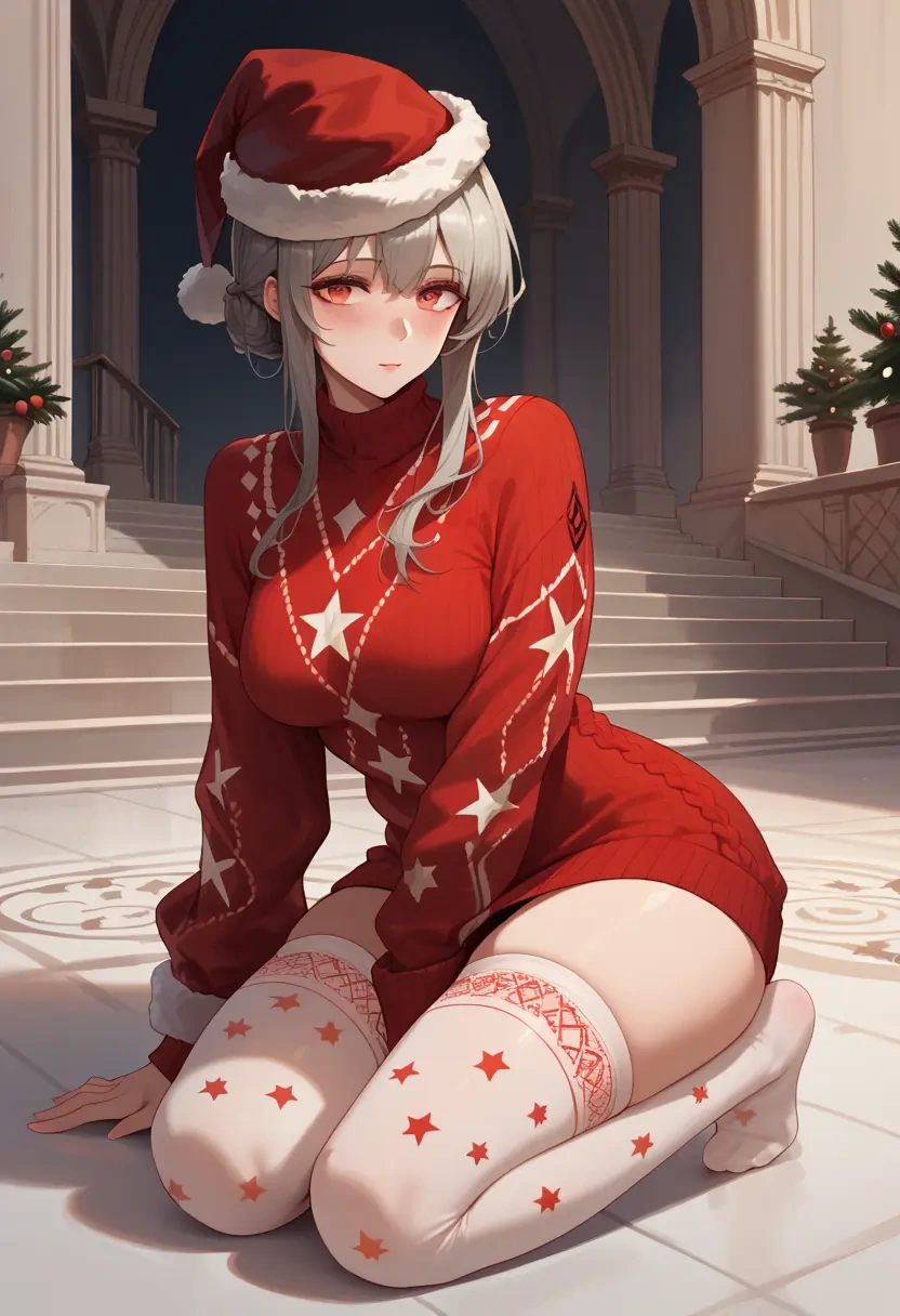 arknights,specter_(arknights),Christmas,sweater dress,stockings  - 