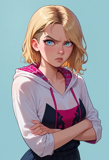 marvel,spider_gwen,tie-dye shirt,dolphin shorts  - AI generated anime art