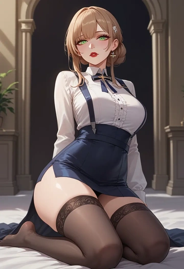 girls_frontline,springfield_(girls_frontline),secretary,stockings  - AI generated anime art