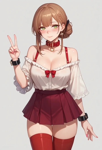 girls_frontline,springfield_(girls_frontline),blushing,collar,Thigh garters  - AI generated anime art