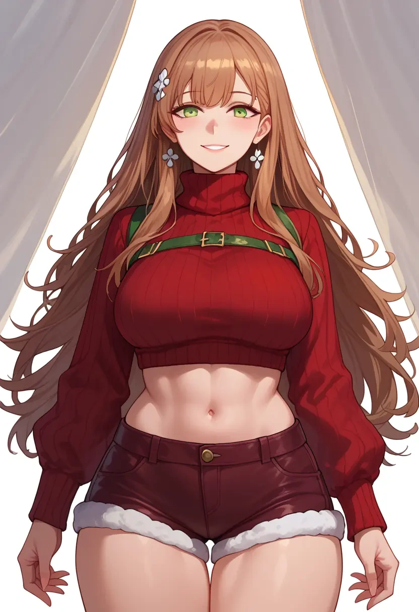 girls_frontline,springfield_(girls_frontline),Christmas,red velvet shorts,turtleneck sweater  - 