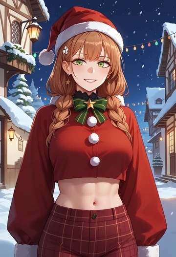 girls_frontline,springfield_(girls_frontline),Christmas,plaid trousers  - AI generated anime art