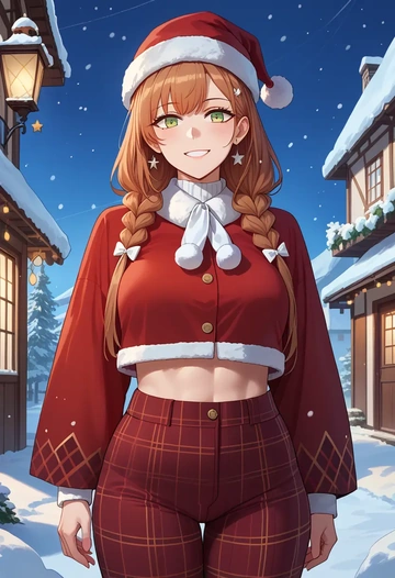 girls_frontline,springfield_(girls_frontline),Christmas,plaid trousers  - AI generated anime art