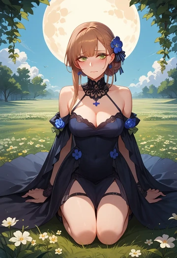 girls_frontline,springfield_(girls_frontline),gothic priestess gown,high slit,embroidered veil  - AI generated anime art