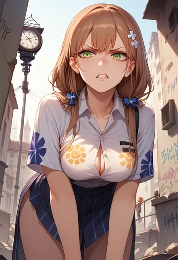 girls_frontline,springfield_(girls_frontline),oversized graffiti shirt,dolphin shorts  - AI generated anime art