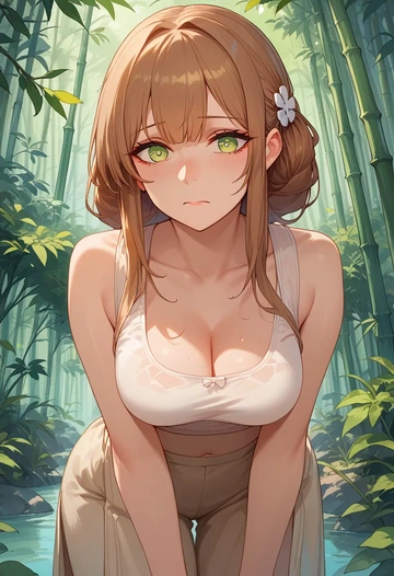 girls_frontline,springfield_(girls_frontline),crop top,loose joggers,headset  - AI generated anime art