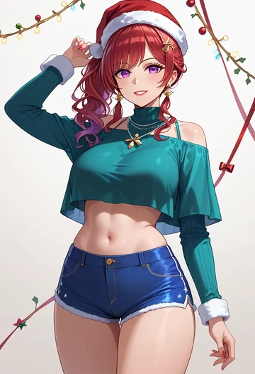 azur_lane,st._louis_(azur_lane),Christmas,red velvet shorts  - AI generated anime art