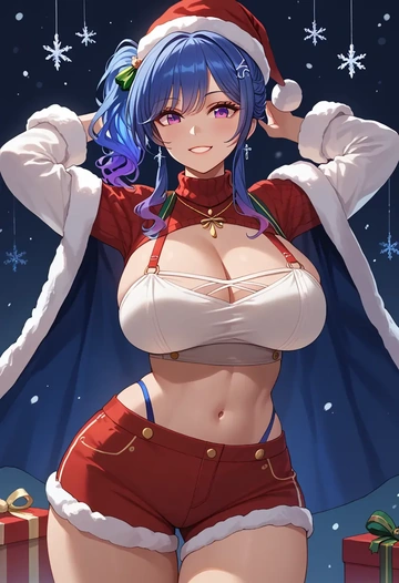 azur_lane,st._louis_(azur_lane),Christmas,red velvet shorts,turtleneck sweater  - AI generated anime art